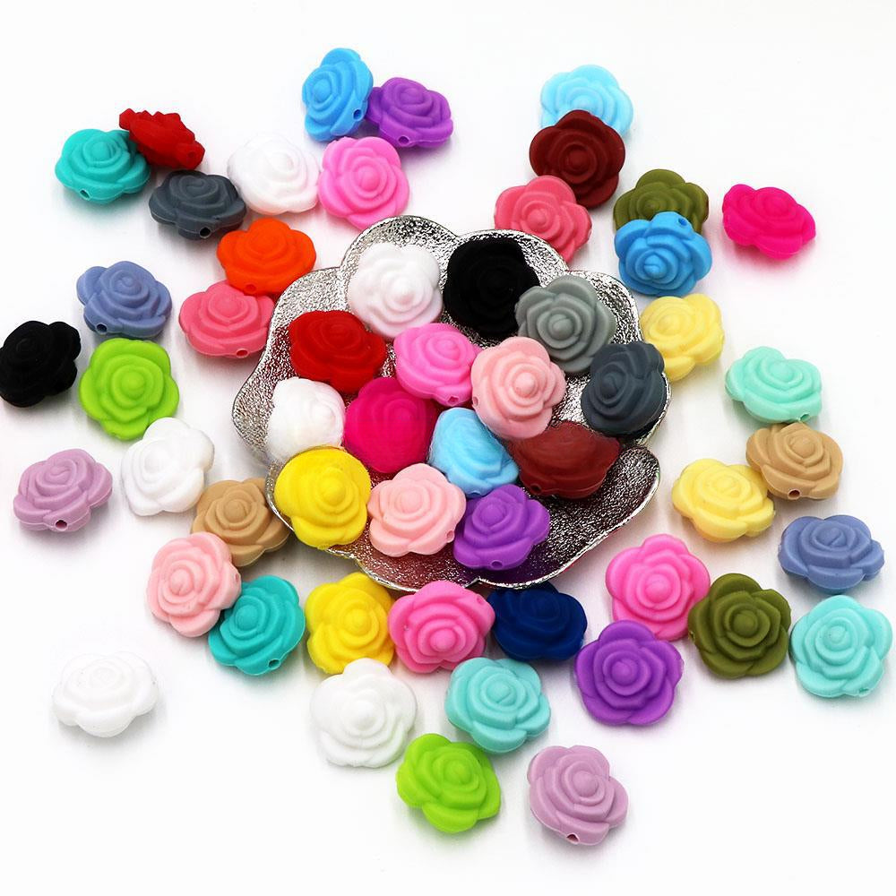 Wholesale 20PCS Rosette Silicone Beads DIY Loose Beads